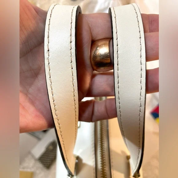 Like New Genuine Leather white large medium convertible bag satchel - Picture 9 of 16